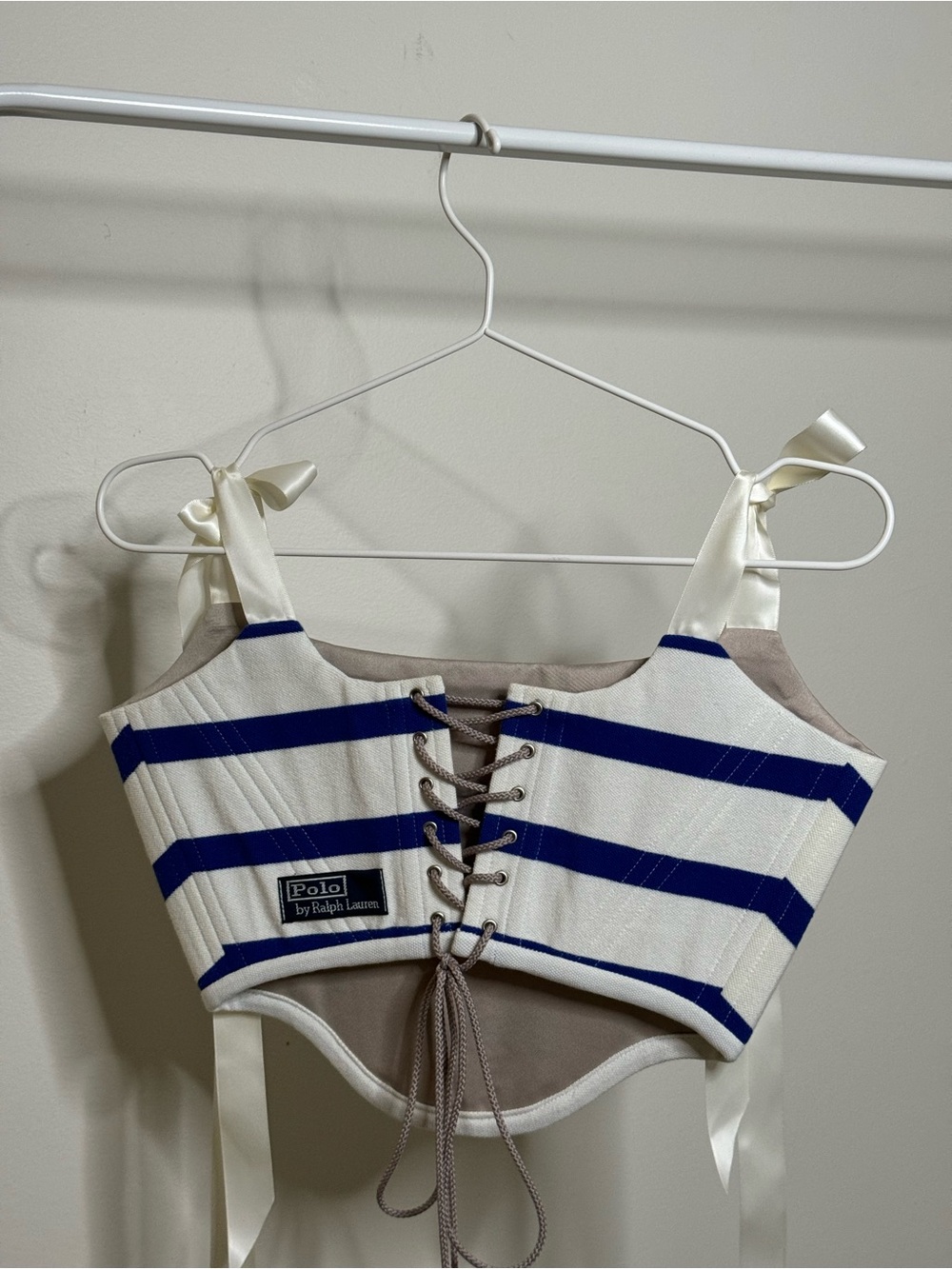 Handmade Upcycled Polo Ralph Lauren Striped Corset Top - Picture 3 of 5